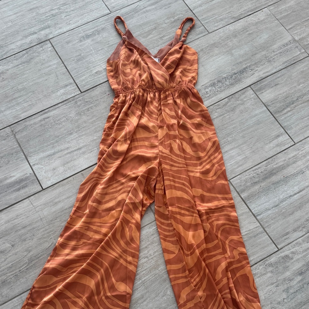 Dress Forum Swirl Patterned Jumpsuit in Rust